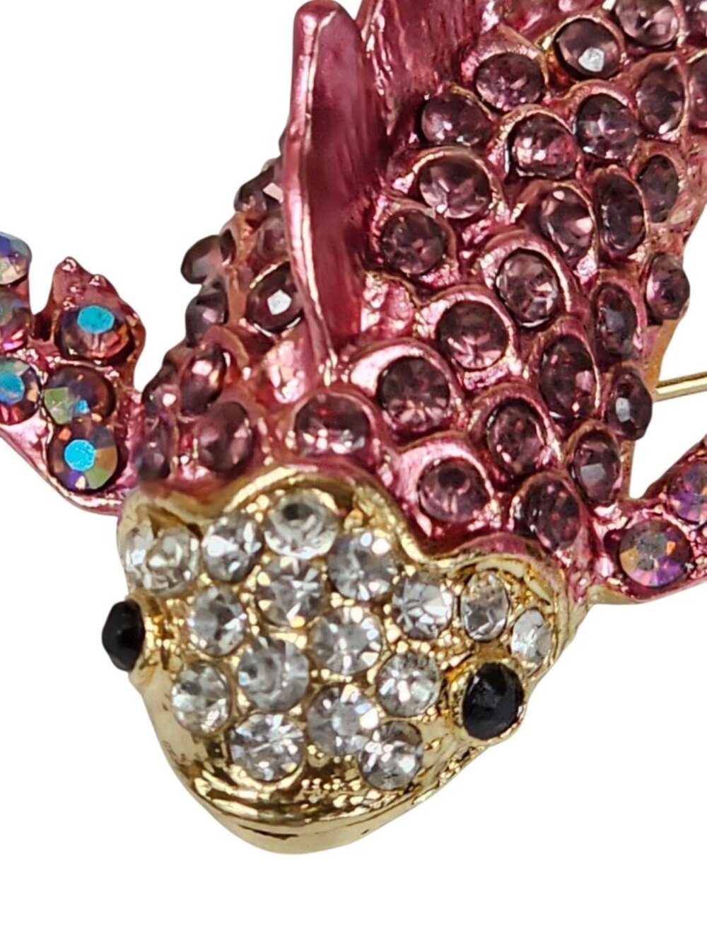 Vintage Pink Bling Cute KOI Fish Multi Color Crystal Women's Brooch Pin Party - Picture 8 of 10